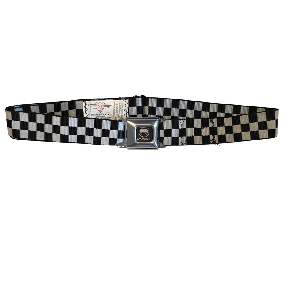 Buckle-Down Dodge Viper Seatbelt Belt Checkered Black White Y2K 2009 Skater